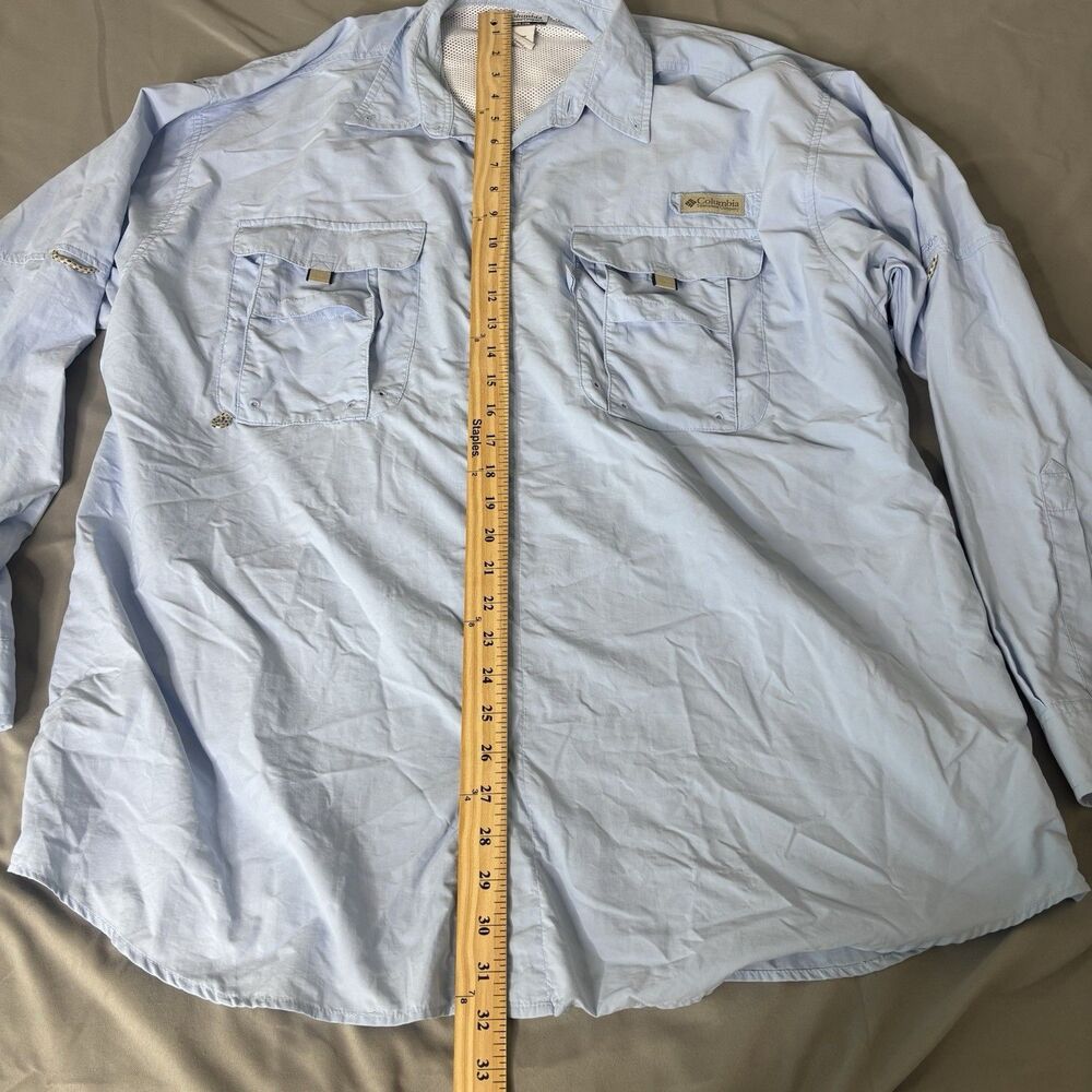 Columbia PFG Shirt Mens XL Blue Performance Vented Hiking Fishing Button Down - Picture 6 of 9